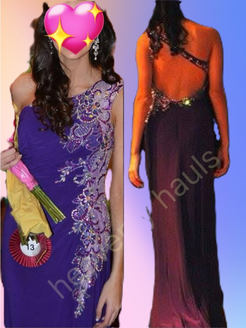 GORGEOUS Royal Purple One Shoulder Embellished Beaded Pageant Prom Gown Size 00